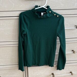 Janie & Jack Green Ribbed Long Sleeve Top